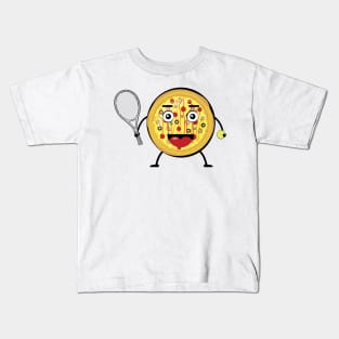 Pizza Tennis Player - Funny Character Illustration Kids T-Shirt